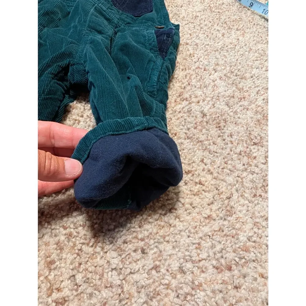 OshKosh B’gosh Baby Corduroy Overalls Size 12 Months Green Navy Bib Overalls